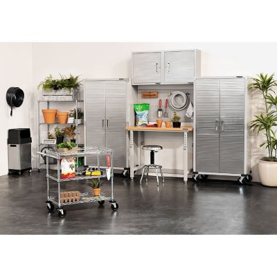 Seville Classics UltraHDÃÂ® 5-Piece Steel Garage Cabinet Storage Set With Height Adjustable Workbench, 10 Feet Wide