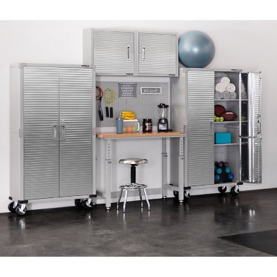 Seville Classics UltraHDÃÂ® 5-Piece Steel Garage Cabinet Storage Set With Height Adjustable Workbench, 10 Feet Wide