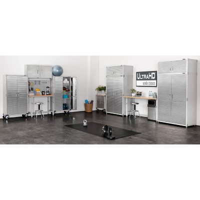 Seville Classics UltraHDÃÂ® 5-Piece Steel Garage Cabinet Storage Set With Height Adjustable Workbench, 10 Feet Wide