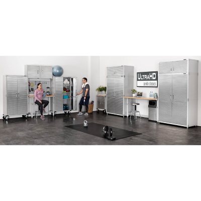 Seville Classics UltraHDÃÂ® 5-Piece Steel Garage Cabinet Storage Set With Height Adjustable Workbench, 10 Feet Wide