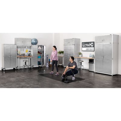 Seville Classics UltraHD 5-Piece Steel Garage Cabinet Storage Set With Pegboard Workbench, 10 Feet Wide