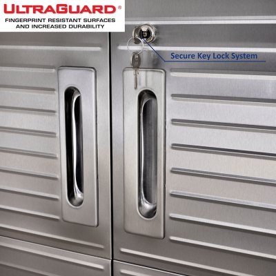 Seville Classics UltraHD 8-Piece Steel Garage Cabinet Storage Set With Rolling Workbench, 14 Feet Wide