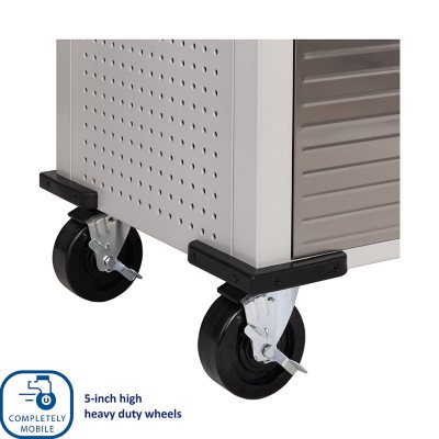 Seville Classics UltraHD 8-Piece Steel Garage Cabinet Storage Set With Rolling Workbench, 14 Feet Wide