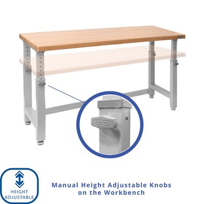 Seville Classics UltraHD 8-Piece Steel Garage Cabinet Storage Set With Height Adjustable Workbench, 14 Feet Wide
