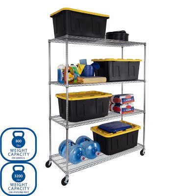 Seville Classics MEGA RACK 4-Tier NSF Steel Wire Shelving, 60" x 24" x 76" H
