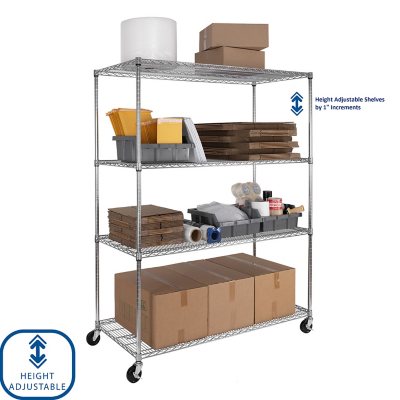 Seville Classics MEGA RACK 4-Tier NSF Steel Wire Shelving, 60" x 24" x 76" H