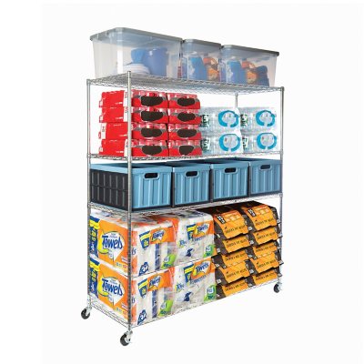 Seville Classics MEGA RACK 4-Tier NSF Steel Wire Shelving, 60" x 24" x 76" H