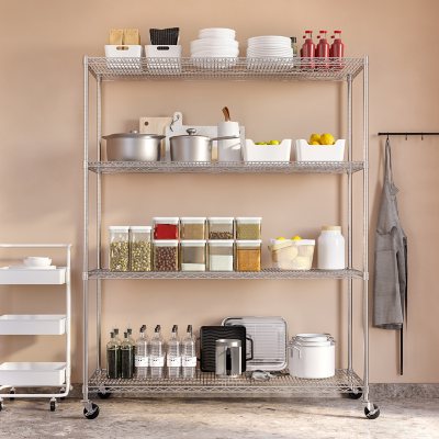 Seville Classics MEGA RACK 4-Tier NSF Steel Wire Shelving, 60" x 24" x 76" H