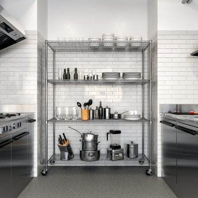 Seville Classics MEGA RACK 4-Tier NSF Steel Wire Shelving, 60" x 24" x 76" H