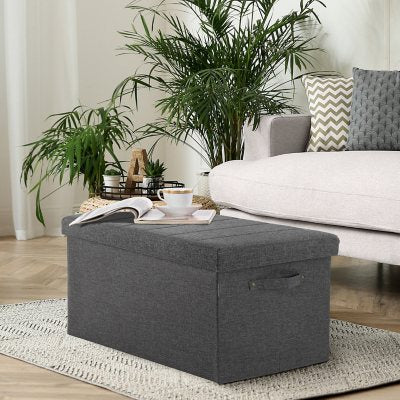 Seville ClassicsÃÂ® Foldable Storage Bench Ottoman with Handles Modern Gray, 30" W x 15.7" D x 15.7" H