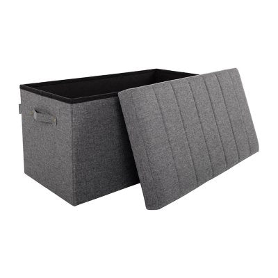 Seville Classics® Foldable Storage Bench Ottoman with Handles Modern Gray, 30" W x 15.7" D x 15.7" H