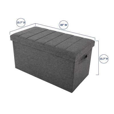Seville ClassicsÃÂ® Foldable Storage Bench Ottoman with Handles Modern Gray, 30" W x 15.7" D x 15.7" H