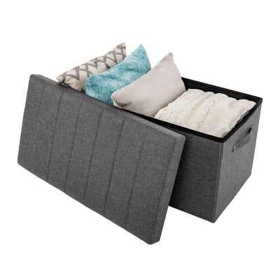 Seville ClassicsÃÂ® Foldable Storage Bench Ottoman with Handles Modern Gray, 30" W x 15.7" D x 15.7" H