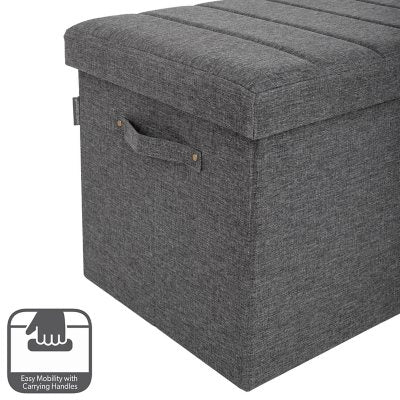 Seville Classics® Foldable Storage Bench Ottoman with Handles Modern Gray, 30" W x 15.7" D x 15.7" H