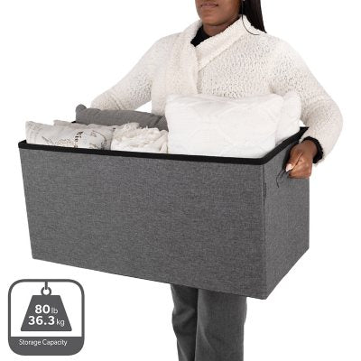 Seville ClassicsÃÂ® Foldable Storage Bench Ottoman with Handles Modern Gray, 30" W x 15.7" D x 15.7" H