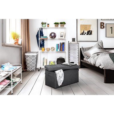 Seville ClassicsÃÂ® Foldable Storage Bench Ottoman with Handles Modern Gray, 30" W x 15.7" D x 15.7" H