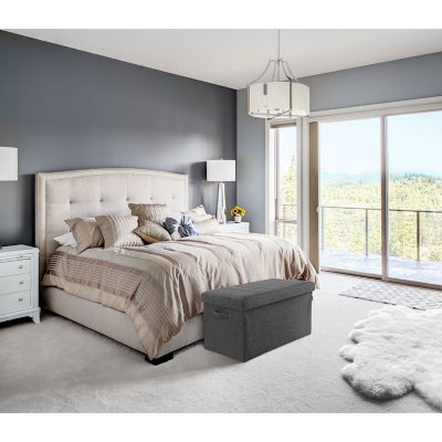 Seville ClassicsÃÂ® Foldable Storage Bench Ottoman with Handles Modern Gray, 30" W x 15.7" D x 15.7" H