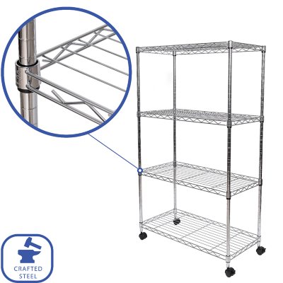 Seville Classics 4-Tier Steel Wire Shelving, 30" x 14" x 48" H
