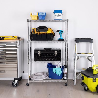 Seville Classics 4-Tier Steel Wire Shelving, 30" x 14" x 48" H