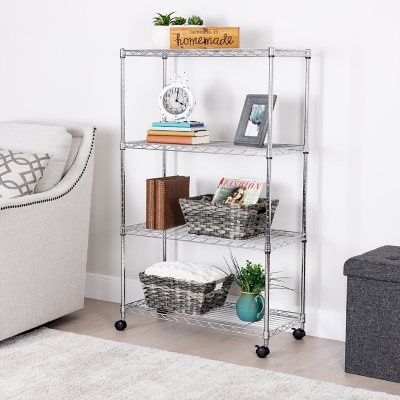 Seville Classics 4-Tier Steel Wire Shelving, 30" x 14" x 48" H