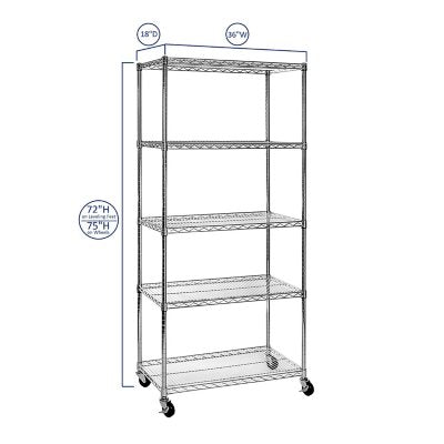 Seville Classics 5-Level UltraZinc Commercial Shelving (18" x 36" x 72"H)