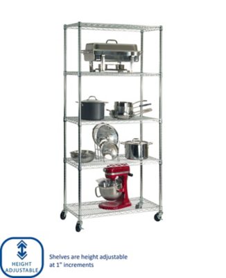 Seville Classics 5-Level UltraZinc Commercial Shelving (18" x 36" x 72"H)