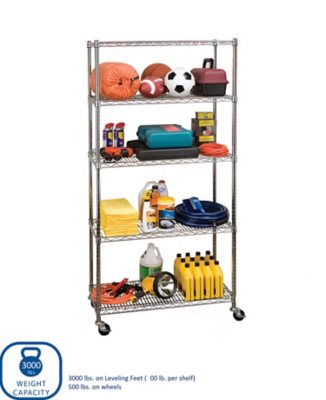 Seville Classics 5-Level UltraZinc Commercial Shelving (18" x 36" x 72"H)