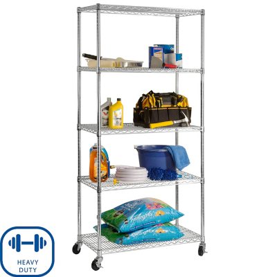 Seville Classics 5-Level UltraZinc Commercial Shelving (18" x 36" x 72"H)