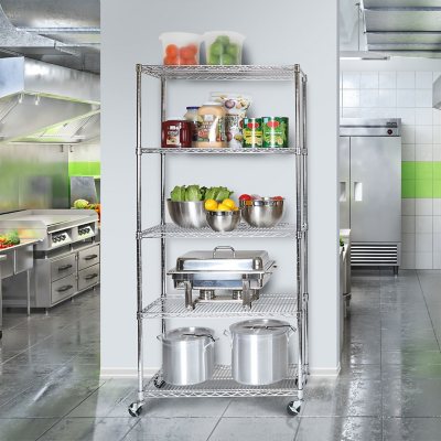 Seville Classics 5-Level UltraZinc Commercial Shelving (18" x 36" x 72"H)