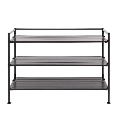Seville Classics 3-Tier Resin Slat Shoe Rack, 26.5" W x 12.2" D x 19" H