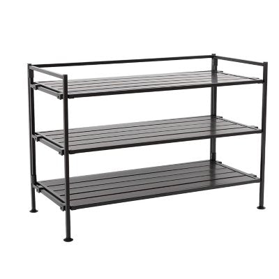 Seville Classics 3-Tier Resin Slat Shoe Rack, 26.5" W x 12.2" D x 19" H