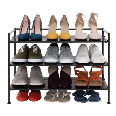 Seville Classics 3-Tier Resin Slat Shoe Rack, 26.5" W x 12.2" D x 19" H