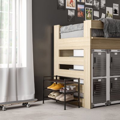 Seville Classics 3-Tier Resin Slat Shoe Rack, 26.5" W x 12.2" D x 19" H