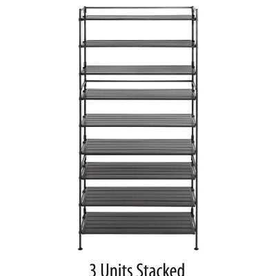 Seville Classics 3-Tier Resin Slat Shoe Rack, 26.5" W x 12.2" D x 19" H
