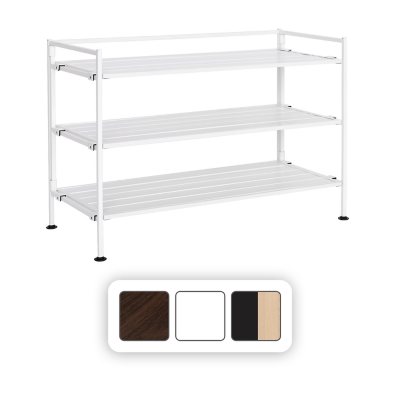 Seville Classics 3-Tier Resin Slat Shoe Rack, 26.5" W x 12.2" D x 19" H