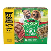 Purina Dog Chow Grilled Steak Flavor, Adult Soft Bites Dog Food, 60 ct.