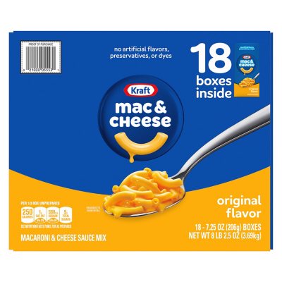 Kraft Original Macaroni and Cheese Dinner, 7.25oz., 18pk.