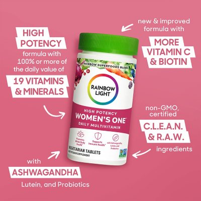 Rainbow Light Women's One Multivitamin Plus Superfoods & Probiotics Tablets 180 ct.