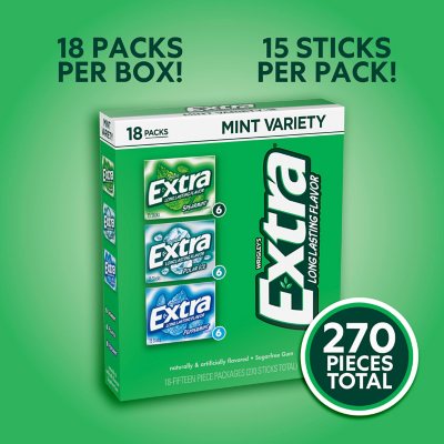 EXTRA Mint Sugar Free Chewing Gum, Variety Pack, 15 pc., 18 pk.