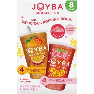 Joyba Bubble Green Tea with Popping Boba, Variety Pack, 12 fl. oz., 8 ct.