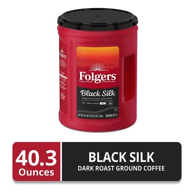 Folgers Dark Roast Ground Coffee, Black Silk, 40.3 oz.