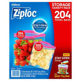 Ziploc Gallon & Storage Quart Bags with New Stay Open Design, 204 ct.