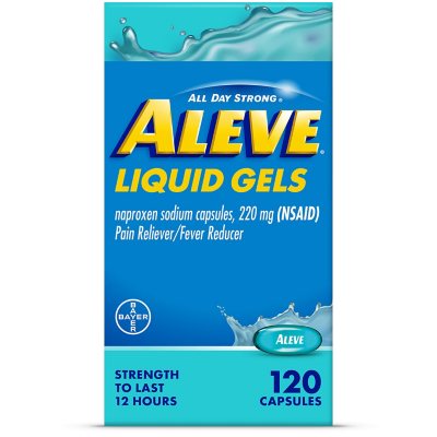 Aleve Liquid Gels Pain Reliever Naproxen Sodium Capsules 120 ct.