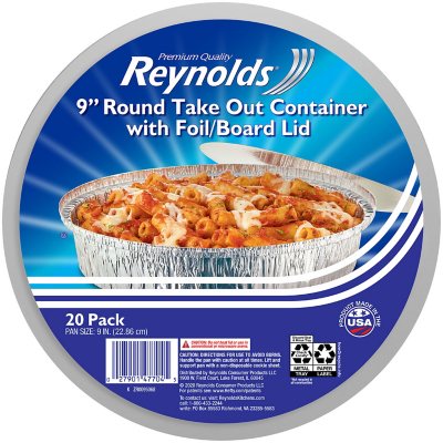 Reynolds 9" Round Foil Take Out Containers with Lids, 20 ct.