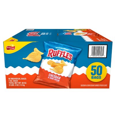 Ruffles Cheddar & Sour Cream Kartoffelchips, 28 g, 50er-Pack
