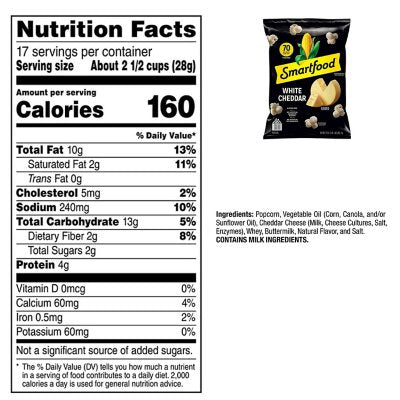 Smartfood White Cheddar Popcorn, 17 oz.