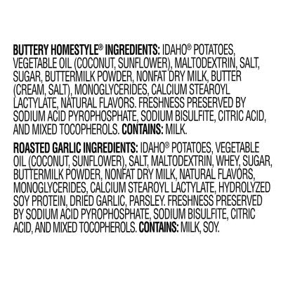 Idahoan Instant Mashed Potatoes, Buttery Homestyle and Roasted Garlic 8 pk.