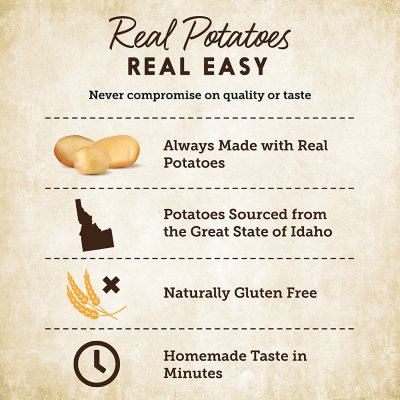 Idahoan Instant Mashed Potatoes, Buttery Homestyle and Roasted Garlic 8 pk.