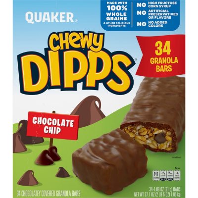 Quaker Chewy Dipps Granola Bars, Chocolate Chip, 34 pk.