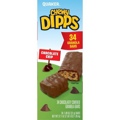 Quaker Chewy Dipps Granola Bars, Chocolate Chip, 34 pk.